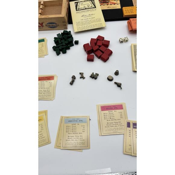 2001 Hasbro Parker Brothers Nostalgia Game Monopoly in Wooden Box Complete VG - Picture 9 of 16